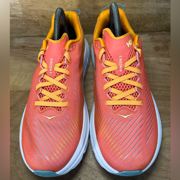 Hoka One One Rincon 3 LIGHTWEIGHT Womens Sz 8 Wide Running Shoes Sneakers Orange - Picture 3 of 12